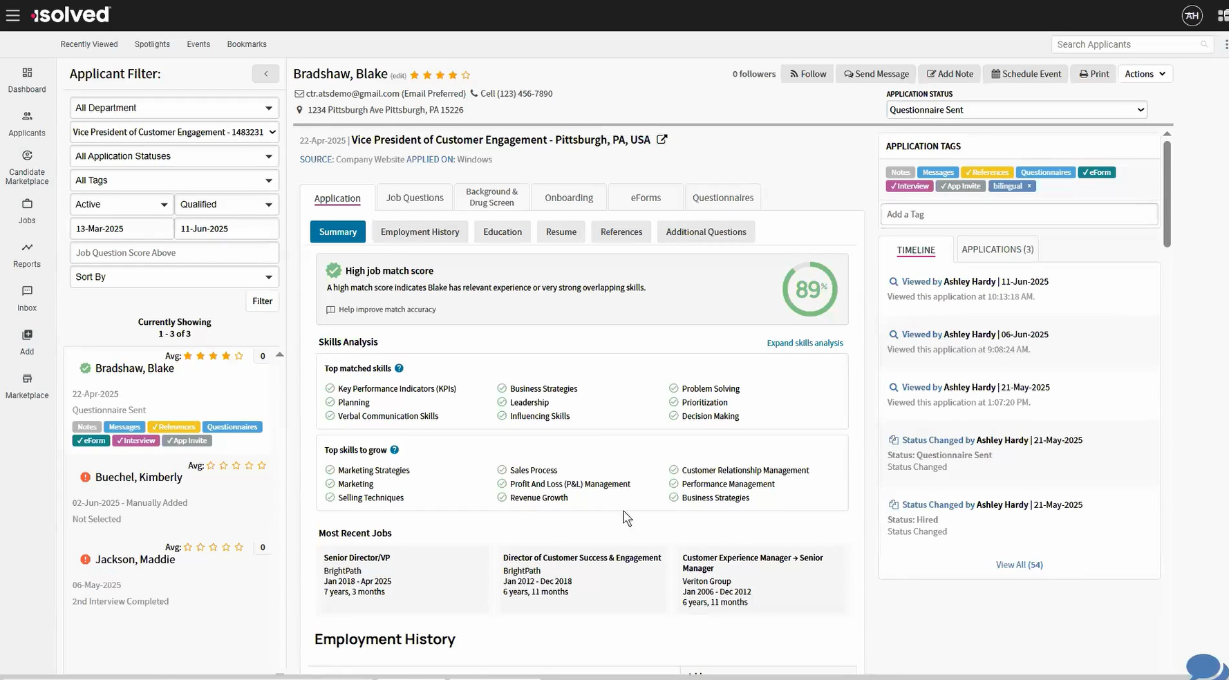 Attract & Hire Screenshot-Talent Acquisition Page