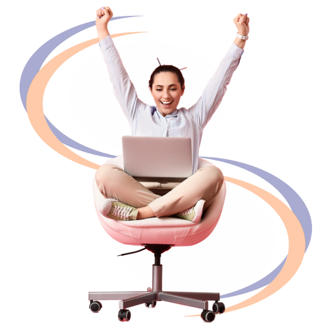 HR Tracking & Workflow-homepage, girl with laptop on chair-yes