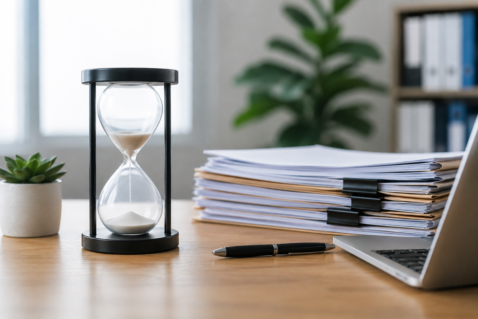 Payroll continuity and operational payroll support workspace with payroll documents and office desk setup