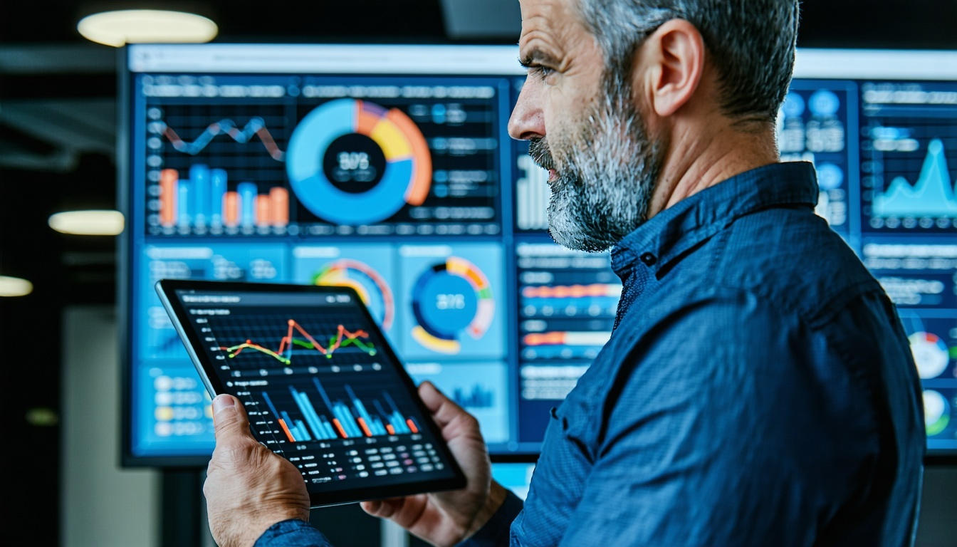 Supervisor viewing workforce analytics on a tablet