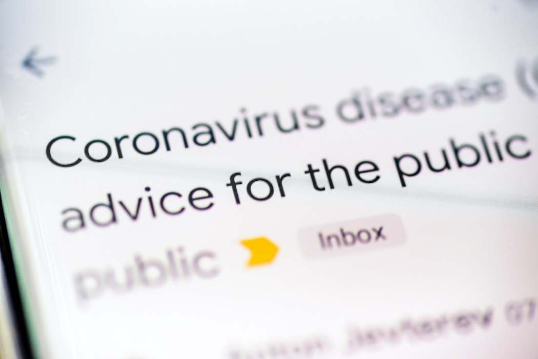 Close-up of email about coronavirus | CTR Payroll Services Pittsburgh
